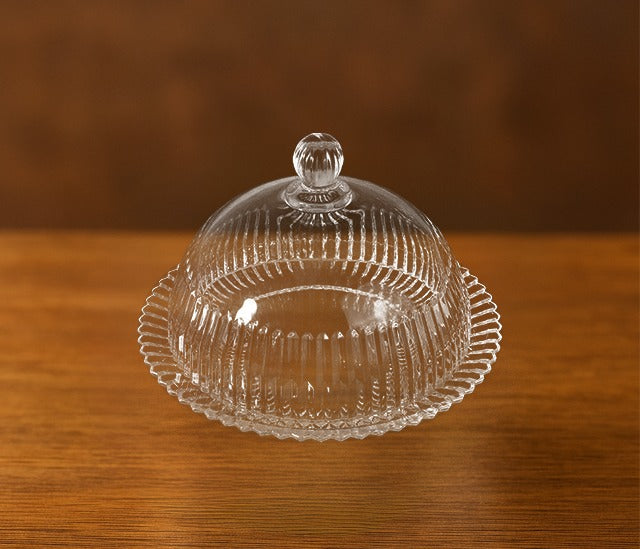 Aurora Cake Plate with Lid - Transparent Glass