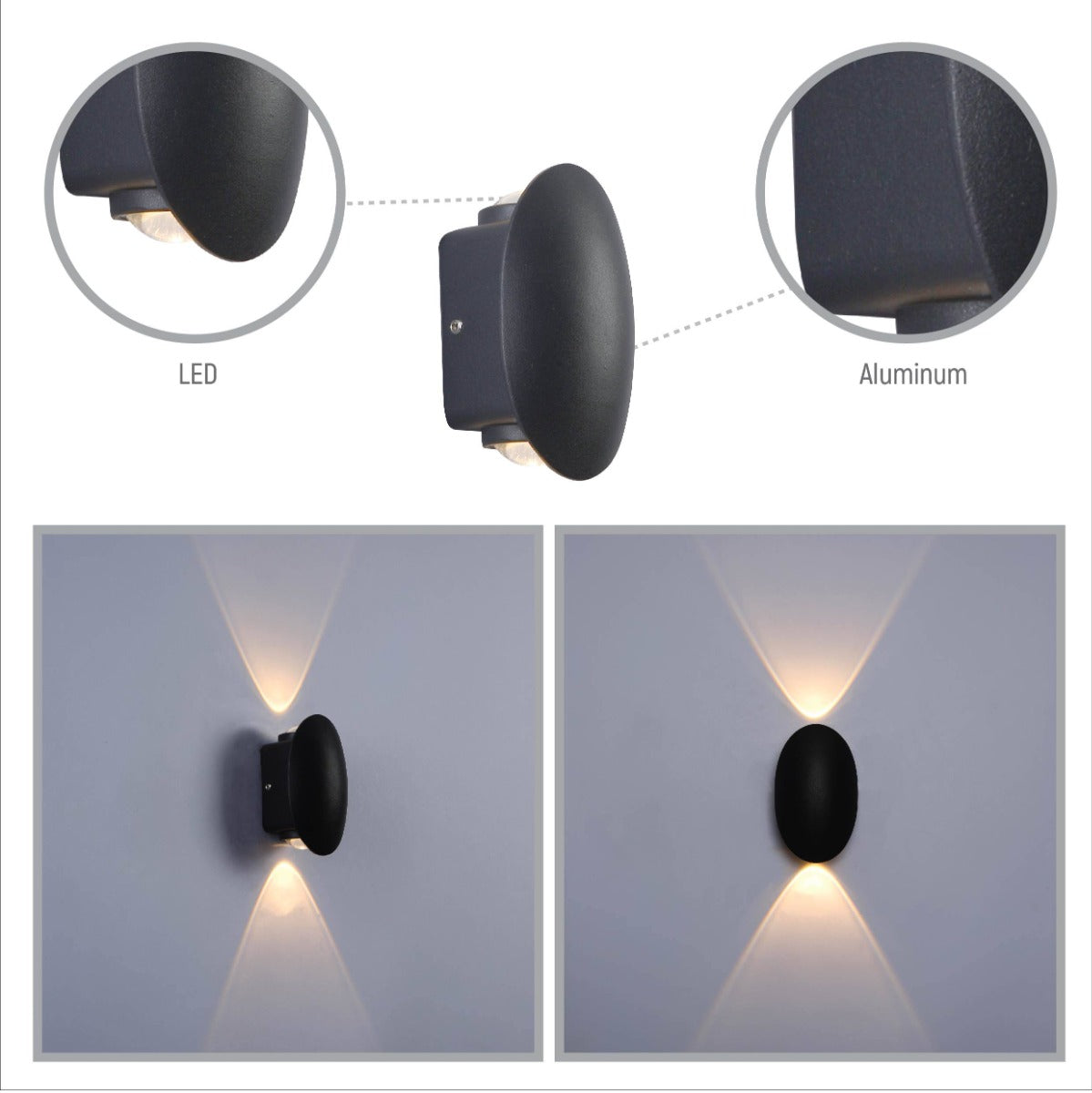 OUTDOOR WALL LIGHT 1W*2 100*60*48mm 3000K IP65 BK ابليك