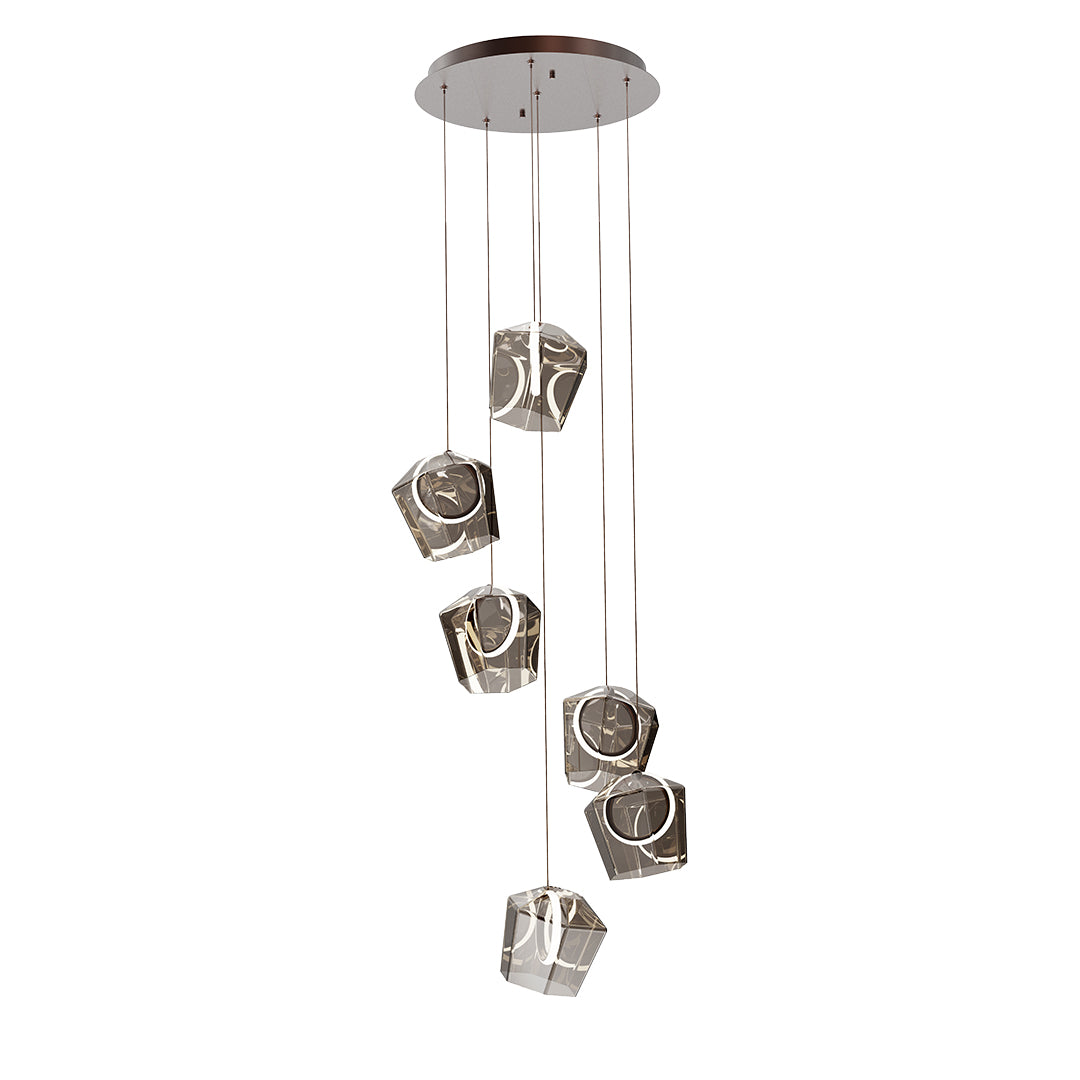 Firefly Pendant Lamp LED 6×6W Painting Smoky Glass - Brown 