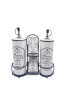 Firefly Baker Bottele Set Oil/Vinegar/Salt/Pepper With Metal Stand - White 